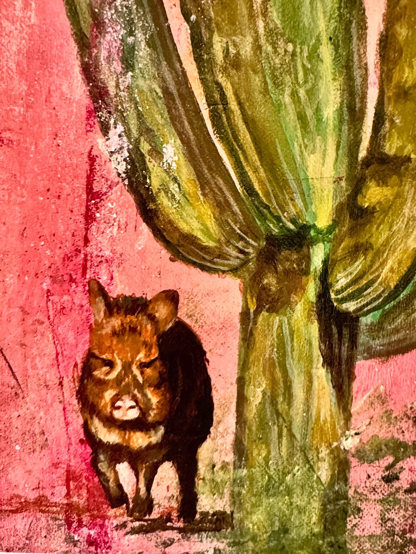 Javalina "The Bodie" Critter Cactus Saguaro Limited Edition, Numbered & Signed Print Jennifer Summa Original Art Fine Art